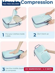 BAGSMART 6 Set Compression Packing Cubes, Travel Luggage Organizer Bags