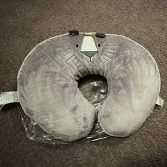 Boppy Gray Animal Face U-Shape Neck Travel Pillow, Standard Foam Padding