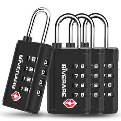 4 Pack TSA Approved Travel Luggage Locks 4-Digit, Open Alert Suitcase Combinatio