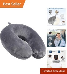 U-Shape Memory Foam Travel Pillow for Neck Support – Portable Comfort in Grey