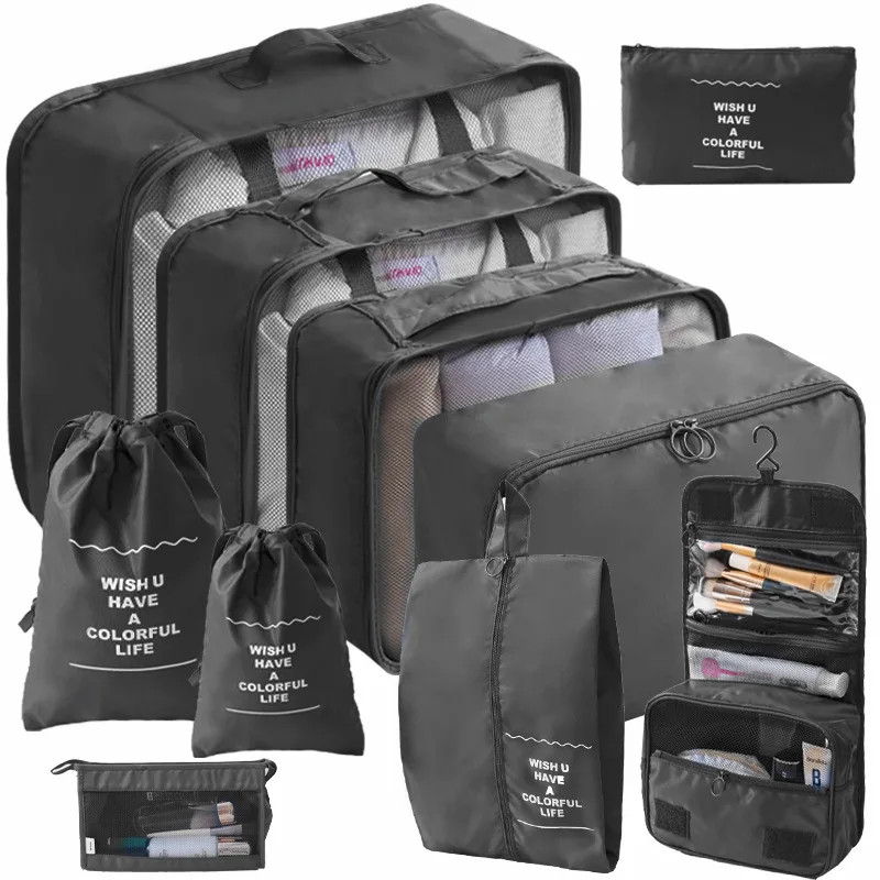 Travel Packing Cubes Set Luggage Organizer Bags Suitcase Storage Pouches 10PCS