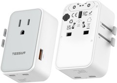 TESSAN Universal Travel Adapter PD 25W, Ultra Thin International Power adapter F