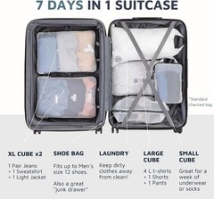 Travel Packing Cubes Large Set Mesh Compression Luggage Organizer Water Resis…