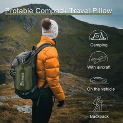 Small Camping Pillow for Sleeping,Shredded Memory Foam Travel Pillow Compact …