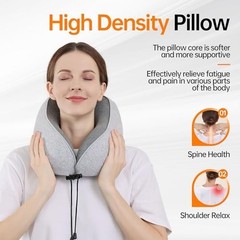 Memory Foam Travel Neck Pillow – Washable Soft Cotton Cover for Airplane, Car, T