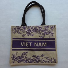 Vietnam Eco Friendly Reusable Tote Bag – Purple & Dark Ecru – 13″ x 11″ x 6″