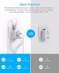 Versatile 5-in-1 Type D Plug Adapter: Travel to India with Fast Charge USB Ports