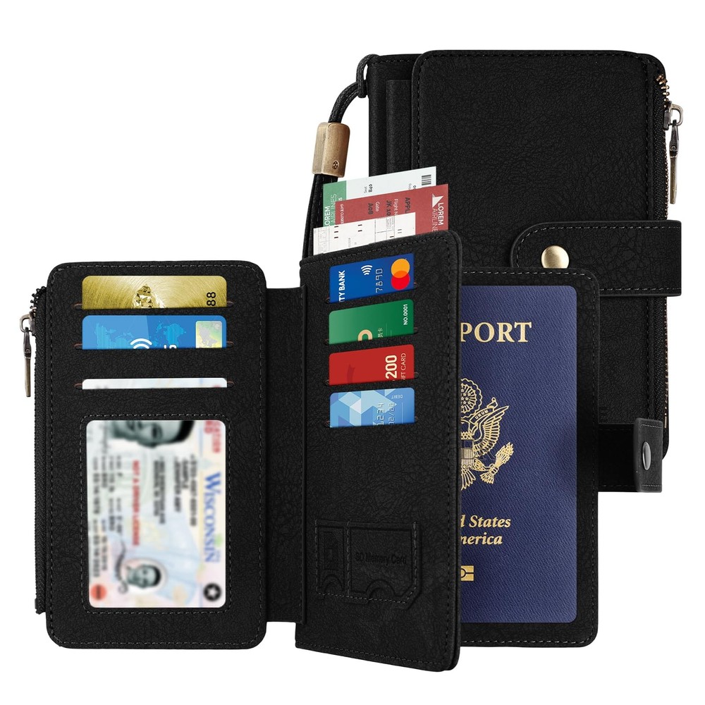 Likesing RFID Blocking Passport Book Holder, Leather Carry-On 5.7-Inch, Black