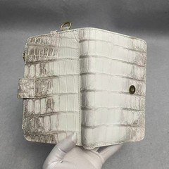 Handcrafted White Genuine Croco Skin Leather Travel Passport Holder Wallet