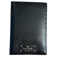 Kate Spade Passport Holder Pebbled Leather Cardholder Embossed Travel Black