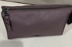 New TUMI VISTA NYLON ZIPPERED SMALL TRAVEL POUCH Bag Heather Lines Print Purple