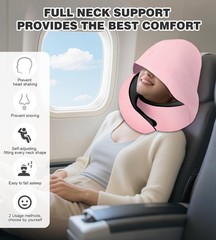Travel Neck Pillow, Newly Upgraded Hooded Neck Pillow,100% Pure Memory Foam T…