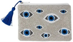 Elie Beaumont Womens Serendipity Large Bead Pouch – Silver Eye