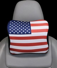USA Flag Pack Car Headrest Neck Support Pillow with, Memory Foam (2Pack)