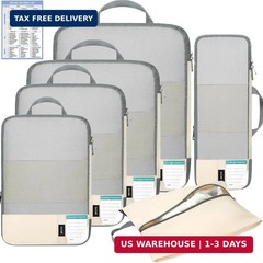 BAGAIL Lightweight Compression Packing Cubes for Travel, 6 Set, Beige | Salis Ny