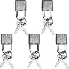 5 Pack Mini Diary Padlock, Small Locks with Keys, Tiny Luggage Locks for Travel,