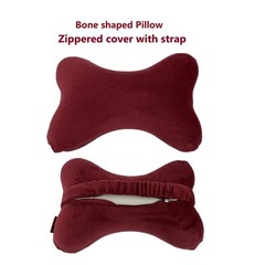 Bone Pillow Neck Head Rest Memory Foam Travel Trip Posture Support Burgundy