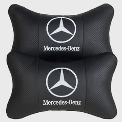 Black Leather For Mercedes-Benz Car Neck Support Pillows – Universal Fit – 2pcs