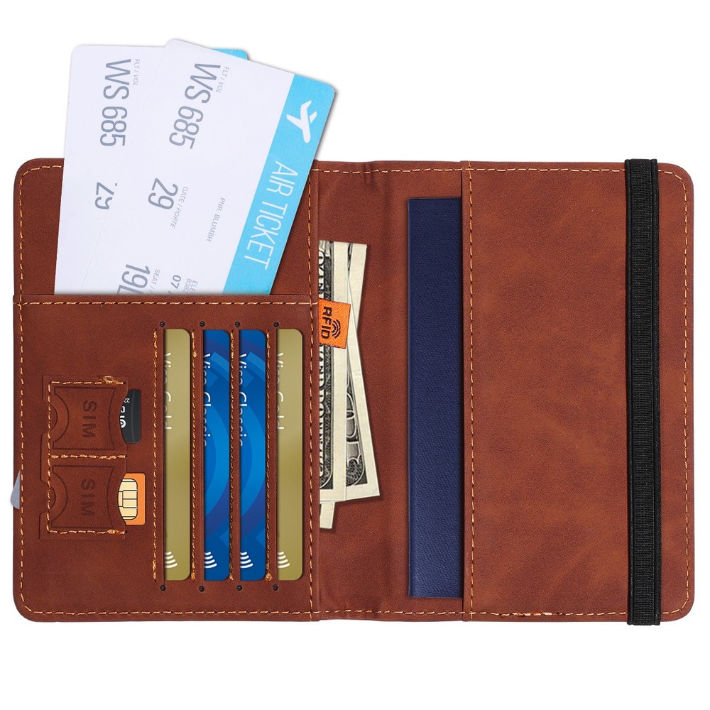 Travel Wallet Case Cover RFID Blocking ID Cards AU Passport Leather Card Holder