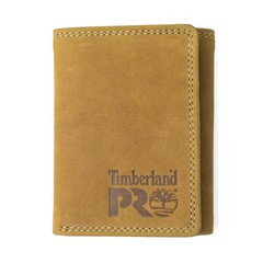 Timberland PRO Men’s Leather Trifold Wallet with ID Window, Black/Bullard, On…