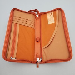 Lug Quilted Travel Wallet Organizer Passport Case Orange Wristlet Zip Around