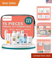 Lightweight & TSA-Approved 15-Piece Women’s Hygiene Kit with Clear Toiletry Bag