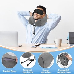 Almohada el cuello la cabeza de espuma viscoelástica para avión y viaje automóvi