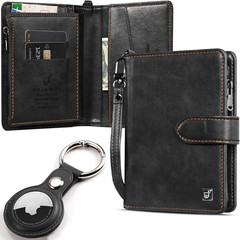 Airtag Passport Wallet with Airtag Holder and Wristband, RFID Vaccine Card Holde