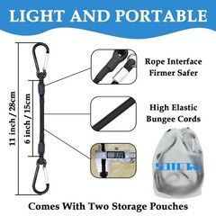 SDTC Tech 8IN Mini Short Bungee Cords with Carabiner Hooks Heavy Duty Elastic Ti