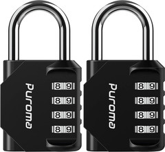 Puroma 2 Pack Combination Lock 4 Digit Padlock for School Gym Locker, Sports Loc
