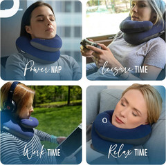 BCOZZY Travel Neck Pillow for Airplane – Patented Double Support for Head, Neck,