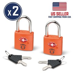 2 Pack TSA Approved Padlock w/ Key Set for Secure Protected Luggage