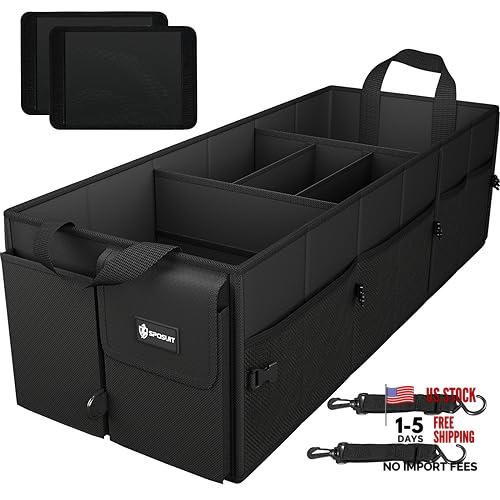 Extra Large Trunk Organizer 98L Collapsible Car Storage Trunk XX-Large Black