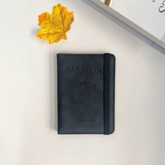Leatherboss Passport Holder RFID, Card Slots, Travel Wallet with Band Strap