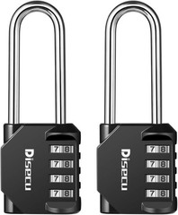 2 Pack disecu 2.6 Inch Long Shackle Combination Lock, 4 Digit Outdoor Waterproof
