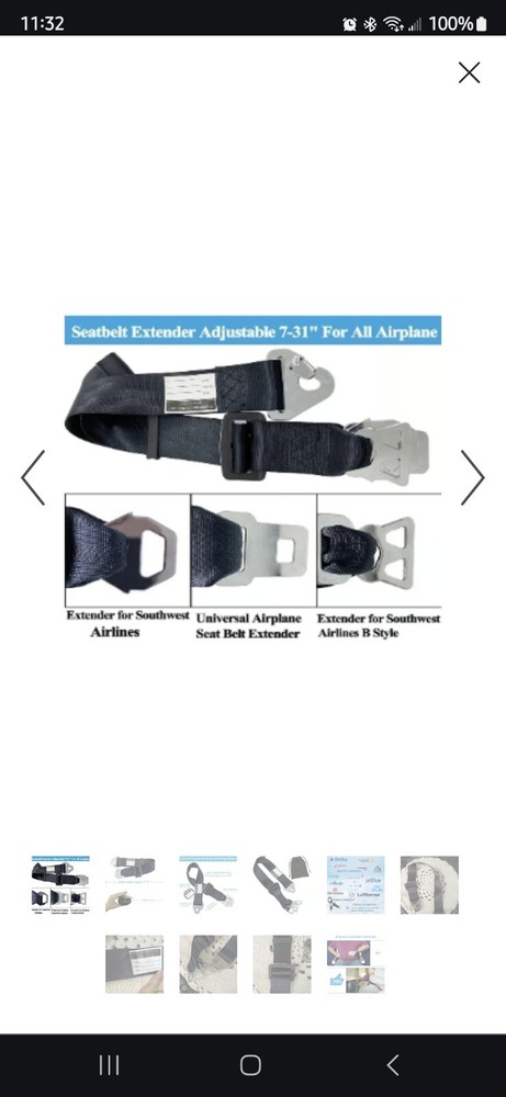 Airplane Seat Belt Extender Seatbelt Extension Adjustable 7-32″ for all Airplane