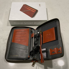 SKYBORNE RFID Leather Zip-Around Travel Wallet/Organizer w/ Wrist Strap Brown