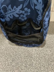 LL Bean Large Hanging Travel Bag Toiletry Shower Hook Floral Navy Blue Hawaiian