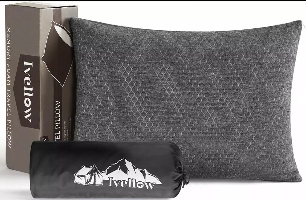 Ivellow Memory Foam Travel Pillow Compressible Camping Pillow for Sleeping Shred