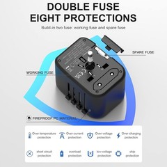 Universal Travel Adapter, 5 in 1 International Power Adapter, 3.5A 2xUSB-A an…
