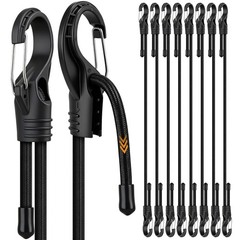 8-Piece 48-inch Adjustable Bungee Cords with Hooks, 48 inch Adjustable, Black