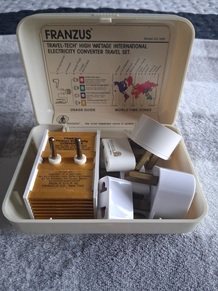 Franzus Travel-Tech Worldwide Electricity Converter / Adapter High Watt Vintage