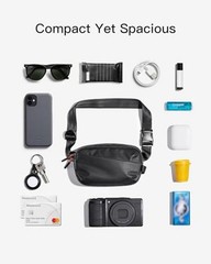 Sling Bag X-Mini, Durable Fanny Pack with RFID Blocking, Water-resistant Black