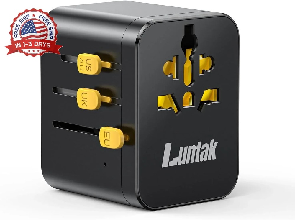 Universal Travel Adapter Worldwide,International Power Adapter with 2 USB-A&2 US