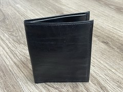 Vintage Black Cowhide Leather Passport Wallet Card Holder Organizer Billfold