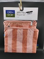 Open Story Water-Resistant Pouch Set 2-Count Striped & Solid Design