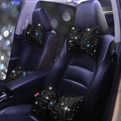 Car Headrest Pillow Bowknot Neck Support Pillow for Driver with Bow Tie Black