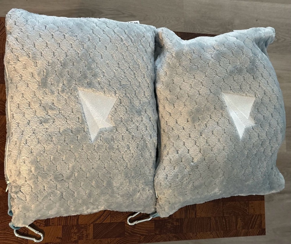 Plush & Plaid Travel Blanket and Pillow Set with Eye Mask
