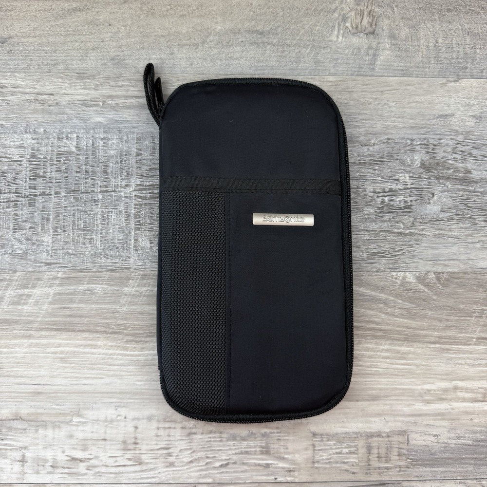 Samsonite Black Travel Wallet Passport Organizer Zippered RFID Case 9″ x 5″