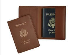 ROYCE Leather Passport Holder with United States seal – Tan